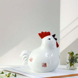 陶瓷公鸡摆件存钱罐十二生肖招财补角镇宅装饰办公室客厅鸡玄关瓷