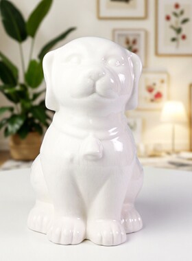陶瓷招财狗储蓄罐客厅摆件