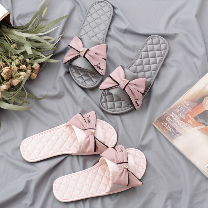 小香风缎面春夏凉拖鞋