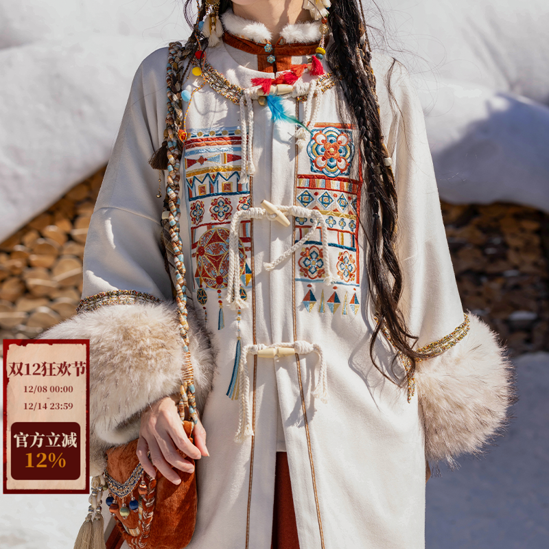 拟梦民族风汉服加绒有口袋