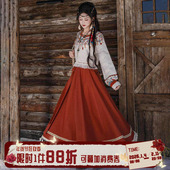 破裙春秋款 拟梦云中歌毛衣 原创国风民族风一片式 日常通勤汉服