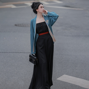 口袋刺绣通勤日常春秋汉服 松紧宋裤 拟梦夏梦微凉 原创宋制飞机袖