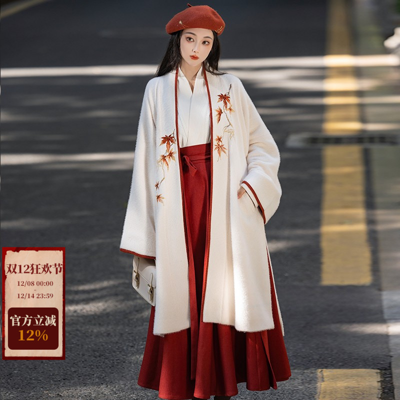 拟梦秋冬红色日常通勤宋制汉服