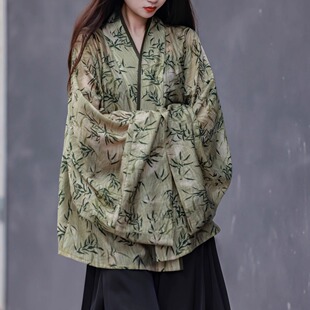 拟梦国风玉君魏晋北朝褶衣汉服晋制上衣改良新中式 日常通勤竹 开衫