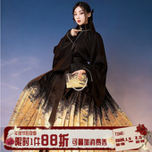 拟梦国风原创月生春江6米摆黑色织金明制日常汉服马面裙春季 款 女