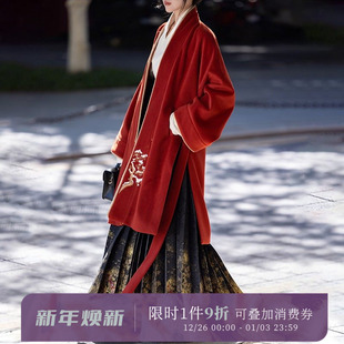 拟梦松上雪国风原创红色马面裙过年战袍婚服敬酒日常汉服新中式 冬