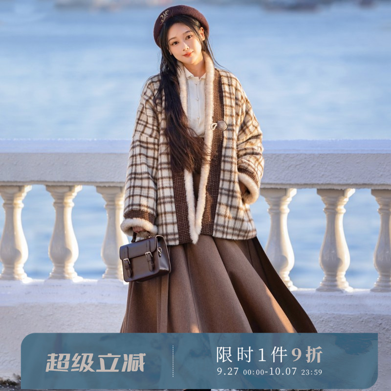 拟梦秋冬加绒格子汉元素日常汉服