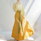 拟梦青釉染 破裙日常通勤汉服粉蓝提花纯色 原创唐制改良圆领衫