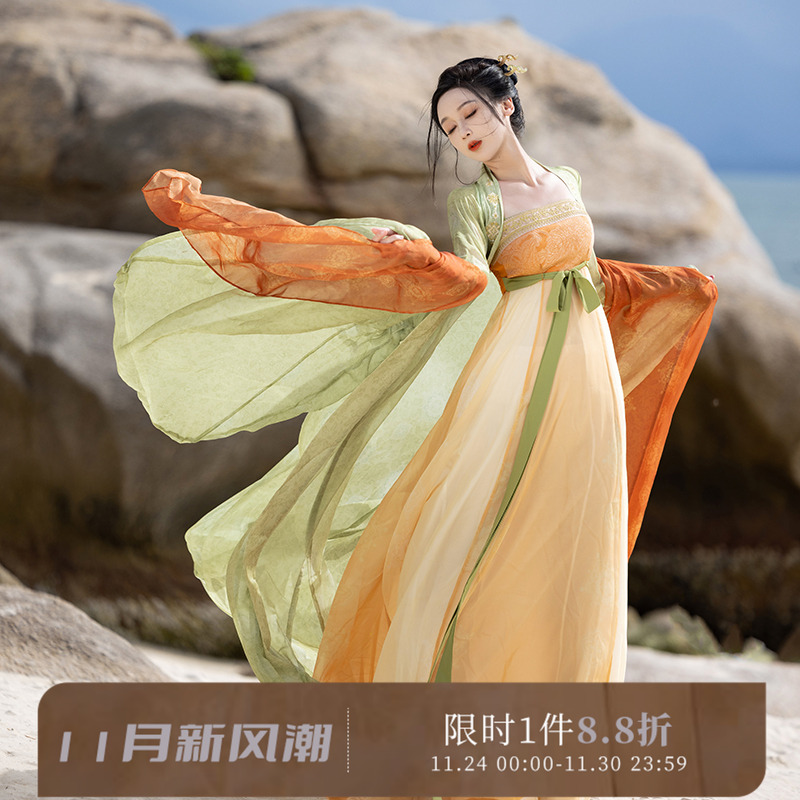 拟梦汉服连衣裙大袖衫唐风套装