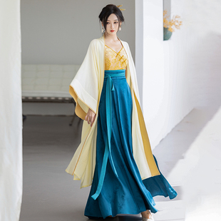 拟梦夜宴原创国风新中式 秋 显瘦日常汉服十破裙鹅黄长干寺宋制套装