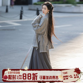 拟梦一两风国风原创新中式 日常通勤汉服飞机袖 毛衣外套破裙秋冬女
