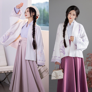 外套日常汉服十破裙保暖春秋 拟梦鸢尾梦国风原创仿貂绒毛衣飞机袖