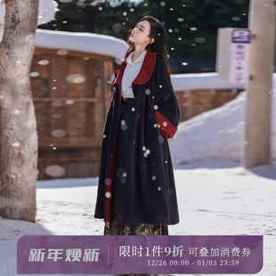 拟梦国风 原创改良唐披袄带口袋加厚大衣黑红日常秋冬 格兰芬多