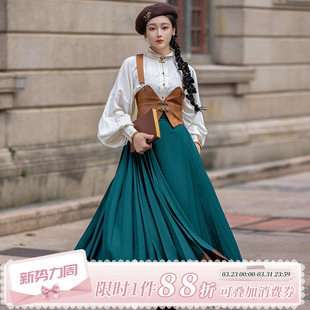拟梦午后序曲国风原创复古立领短衫 八分马面裙日常汉服 腰封中长款