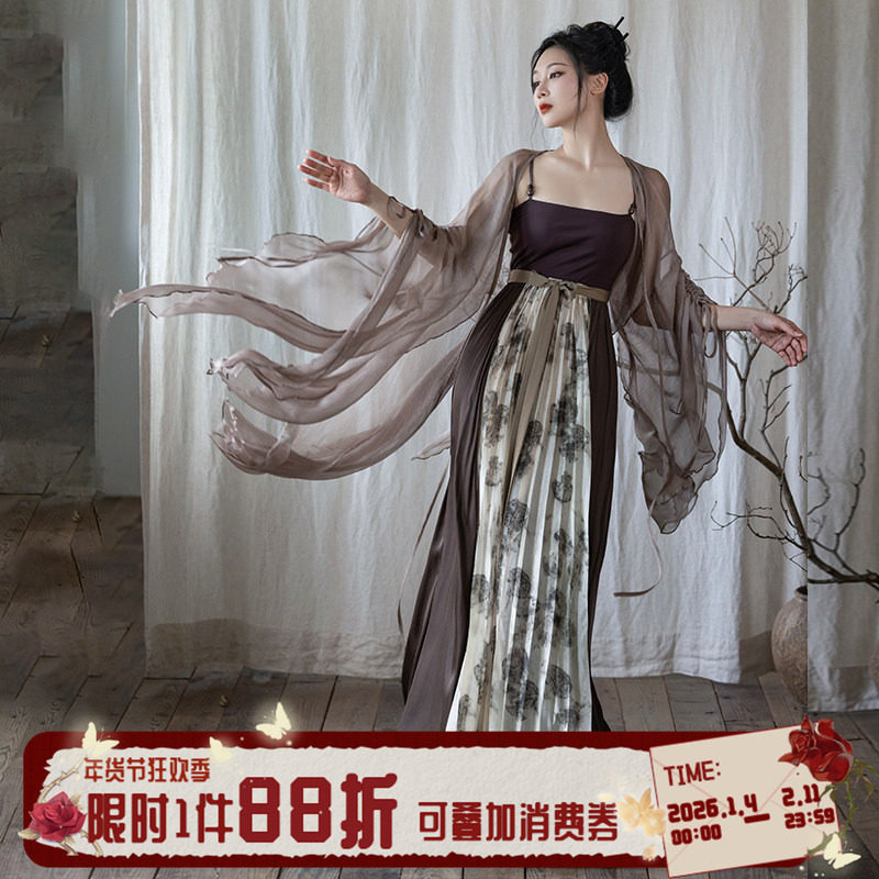 拟梦枯叶蝶国风原创仿诃子改良汉服连衣裙汉元素日常不规则大袖夏,女装/女士精品,汉服连衣裙,淘宝优惠券,粉丝福利购,淘宝优惠卷