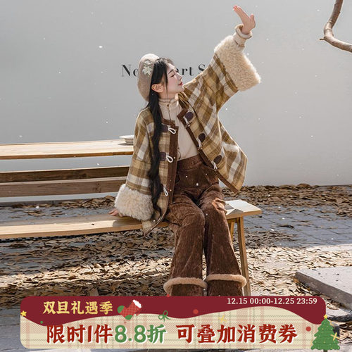 有口袋的格纹日常汉服