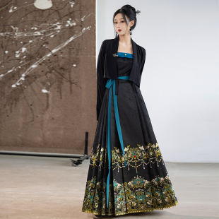 拟梦凤翎羽国风原创仿点翠新中式 龙骨胸衣 汉服日常马面裙对襟短衫