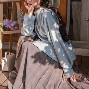 格纹八分裙学院风日常通勤汉服百搭明制 拟梦彩虹糖马面裙