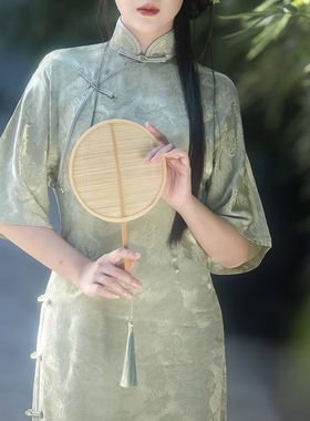 拟梦原创春不晚日常改良倒大袖古法纯色少女旗袍显瘦复古新中式夏