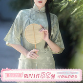 拟梦原创春不晚日常改良倒大袖 夏 古法纯色少女旗袍显瘦复古新中式