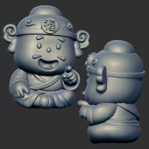 官帽福神小财神三维立体图3d打印stl文件圆雕图雕刻机3d模型2669