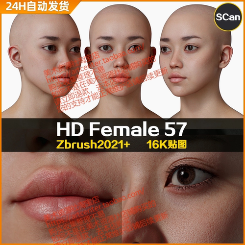 3DScan store/Ten24写实高清扫描模型ZBrush女性头部HD Female 57