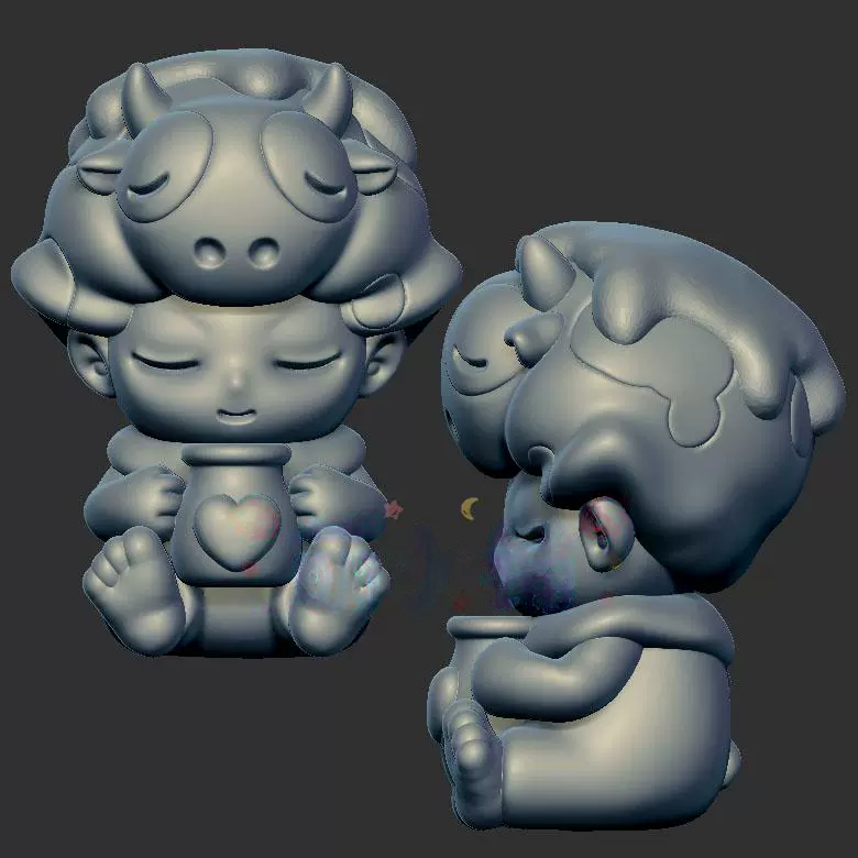 dlmoo迪莫奶牛三维立体图3d打印stl文件圆雕图雕刻机3d模型2395