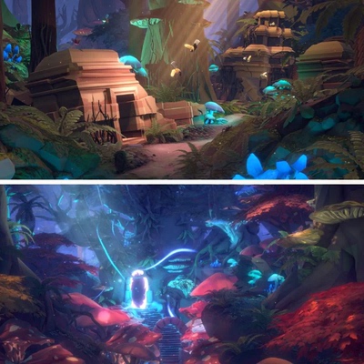 unity3d魔幻森林场景资产风格化植物树木奇幻丛林模型素材u3d建模
