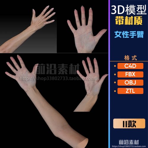 超真实真实女性手势手臂模型带贴图 ZTL+C4D+FBX+OBJ 11组 M209