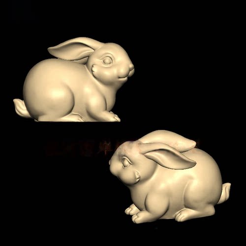 兔子stl 文挡 圆雕图 三维立体文件 3D模型 雕刻机图纸A724