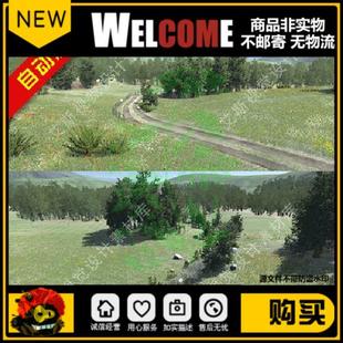 unity野外乡村山野道路花草植物场景地形环境U3D地形写实资源包