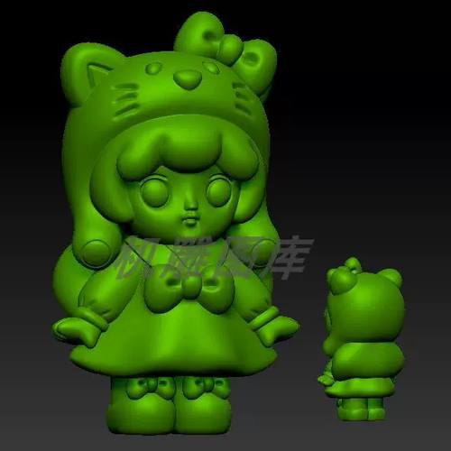 KT猫女孩 三维立体熊 圆雕图STL文件卡通小姑娘3D打印模型C211