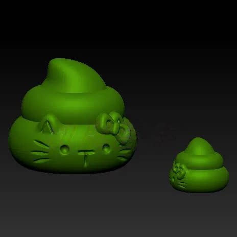 好运便便猫头三维立体圆雕图STL图蝴蝶结小猫咪3D打印模型图C694