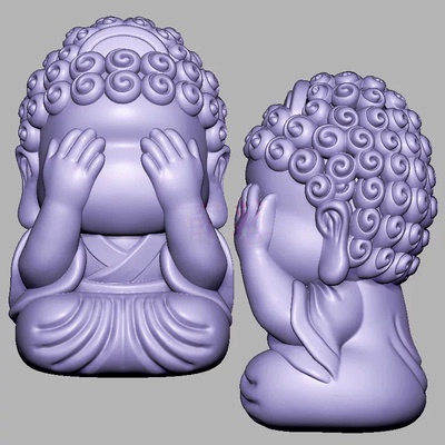 无相佛不看三维立体图3d打印STL文件圆雕图雕刻机3D模型2745