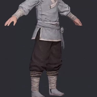 maya c4d古风古代武侠风书生人物角色带骨骼绑定游戏3D模型3dmax