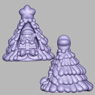圣诞树三维立体图圆雕图STL文件雕刻机3D模型2558