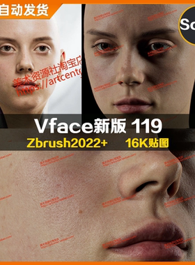 XYZ/Vface新版ZBrush写实高清扫描模型头16K皮肤贴图Hanna119
