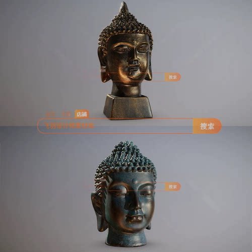 2款青铜佛头像3D模型神像blender无身佛头带材质贴图gltf/obj/c4d