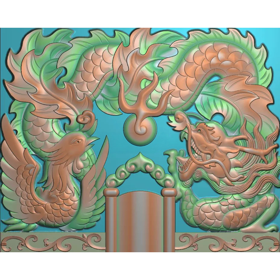 石雕墓碑龙凤碑头精雕图龙凤呈祥龙凤戏珠功德碑头浮雕图灰度图