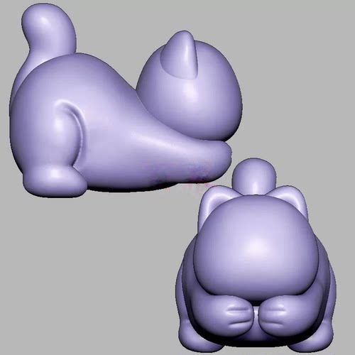 趴趴猫无相猫三维立体图3d打印STL文件圆雕图雕刻机3D模型2775