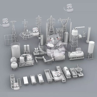 储罐 Blender 工厂设备 电塔 C4D maya模型obj rhino 设施 犀牛