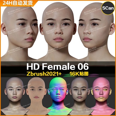 3DScan store/Ten24写实高清扫描模型ZBrush女性头部HD Female 06