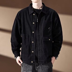 2026春秋男士休闲工装夹克外套多口袋开衫文艺青少年学生外衣男装
