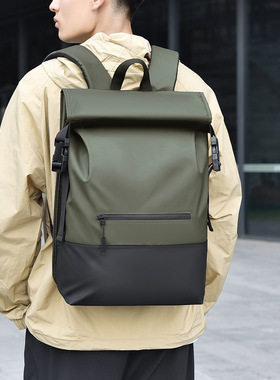 男士大容量双肩包防水通勤电脑包时尚休闲学生书包户外旅行背包潮