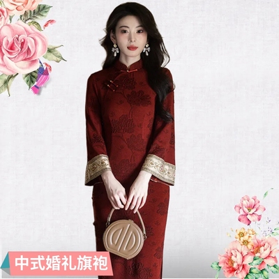 苏州弹力棉旗袍新中式复古倒大袖
