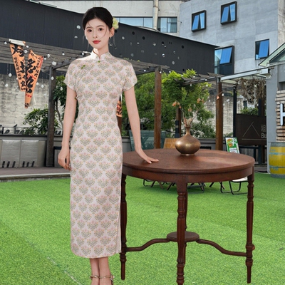 小个子显高全棉波点改良宴会旗袍