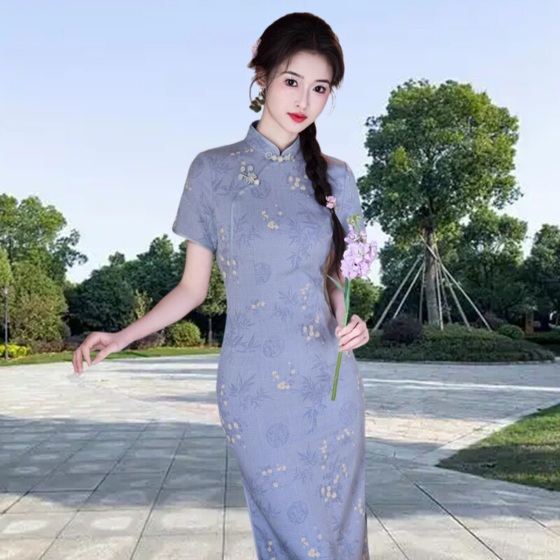 中国风单层日常少女苏州旗袍现代改良职业女装蕾丝连衣裙2026新款