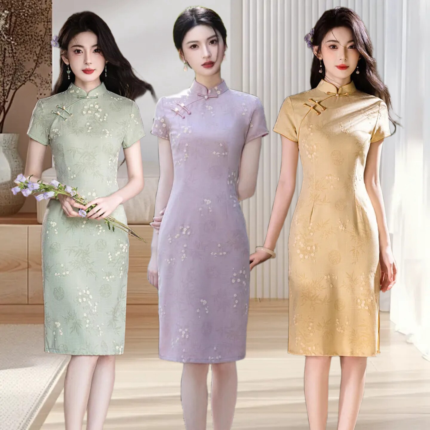 经典改良丝旗袍麻修身苏州旗袍新款2026送考高考小个子显高妈妈装