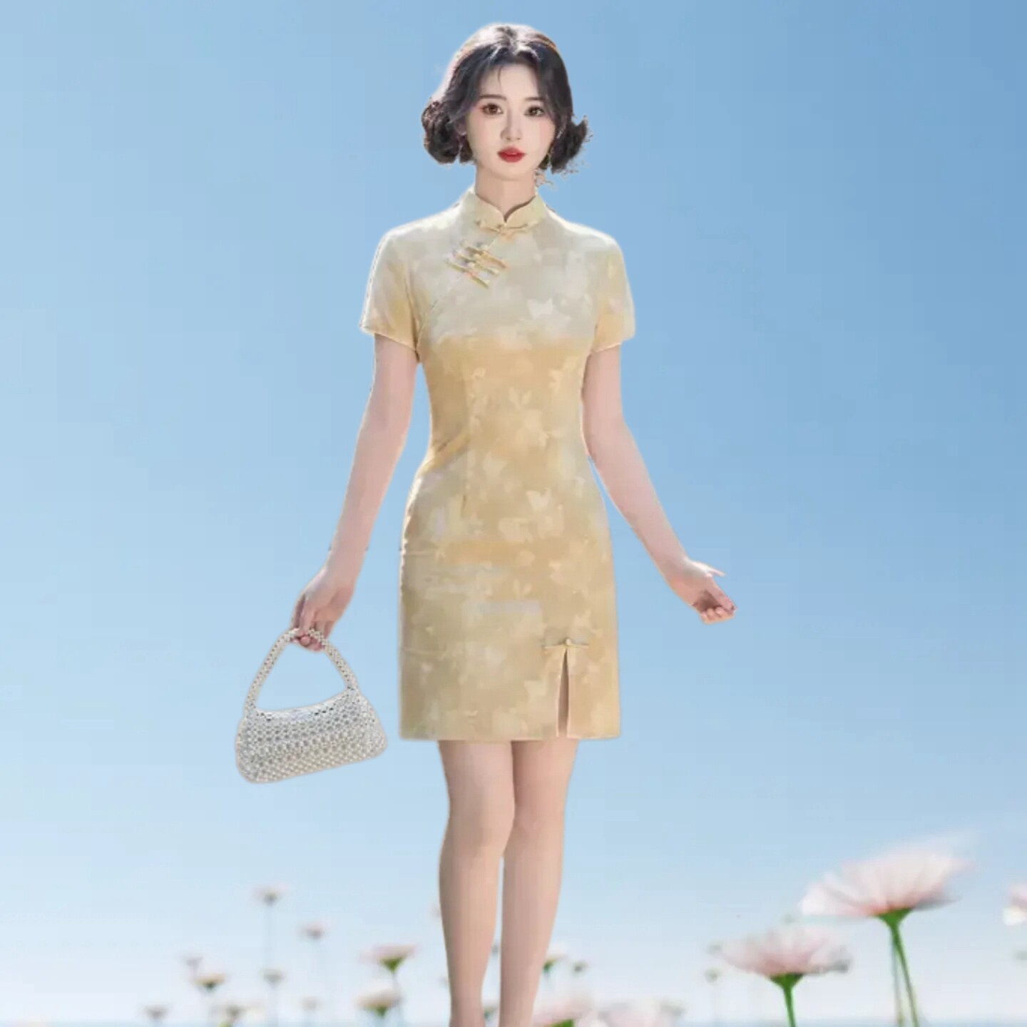 中国风改良弹力棉妈妈装苏州旗袍