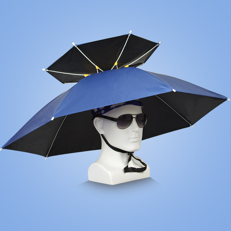 钓鱼伞帽双层头戴伞斗笠伞遮阳防紫外线干活采茶环卫户外用伞大号